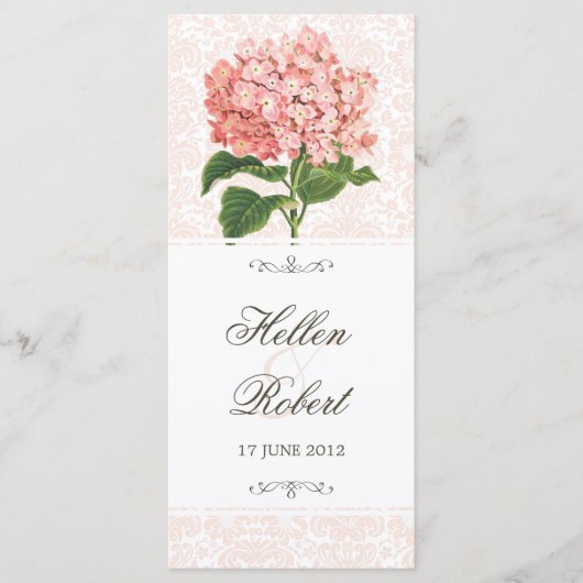 Roze Hydrangea Wedding Ceremony Programma (Voorkant)