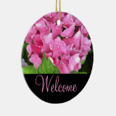 Roze hydrangea Welkomstdeurteken Keramisch Ornament (Rechts)