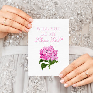 Roze hydrangea wordt mijn Bloemenmeisje-Kaart Kaart