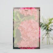 Roze hydrangeas briefpapier (Staand voorkant)