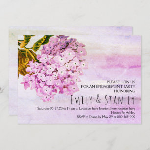 Roze hydrangeas bruiloft verloving uitnodiging