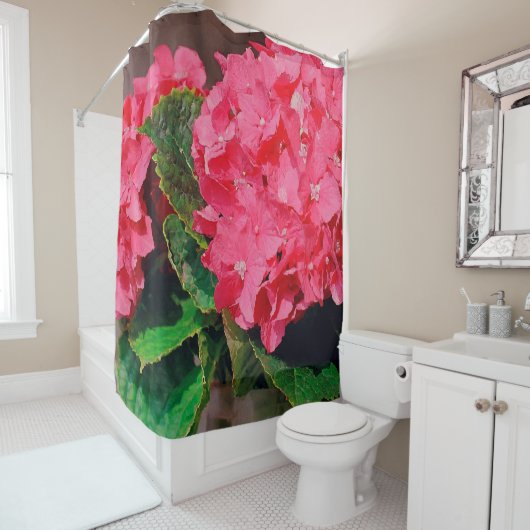 Roze hydrangeas douchegordijn (In situ)