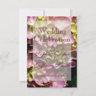Roze Hydrangeas geel roze groen bloemen bruiloft Save The Date
