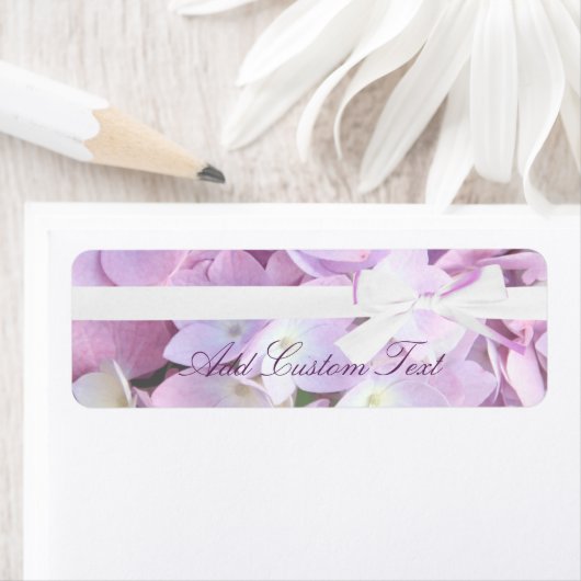 Roze Hydrangeas lint bruiloft adres/verzending Etiket (Insitu)