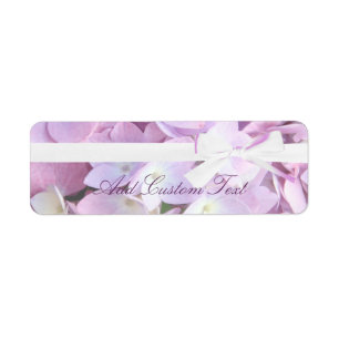 Roze Hydrangeas lint bruiloft adres/verzending Etiket