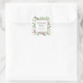 Roze Hydrangeas Meisje Baby shower Dank u Vierkante Sticker (Tas)