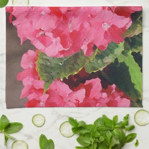 Roze hydrangeas theedoek