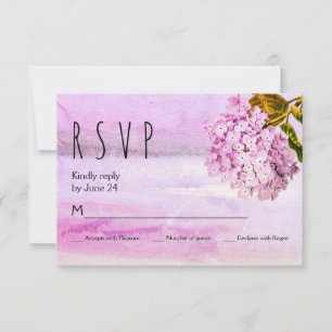 Roze hydrangeas waterverf florale bruiloft RSVP Kaartje