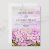 Roze hydrangeas waterverf trouwuitnodiging kaart (Voorkant)