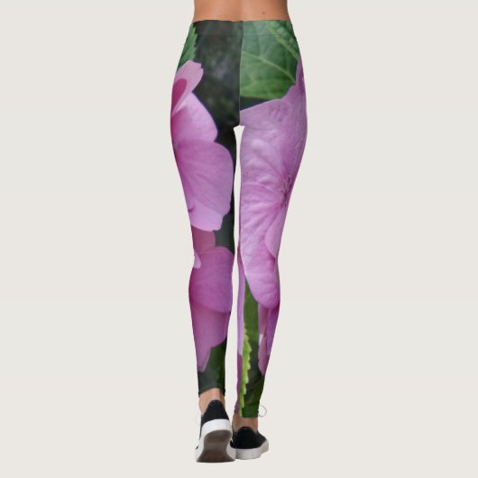 Roze hydrangeenventilatorLeggings Leggings (Achterkant)