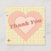 Roze Hypnotisch Hart Geruit Patroon Dank U Vierkante Visitekaartje (Voorkant)