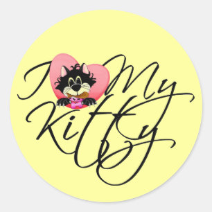 Roze I houdt van Mijn T-shirts en Giften van het Ronde Sticker