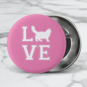 Roze I houdt van Ragdoll Cats Typografie Ronde Button 3,2 Cm
