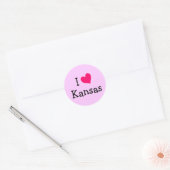 Roze I Love Kansas Ronde Sticker (Envelop)