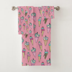 Roze Ice Cream Cone Cone Cft patroon Bad Handdoek