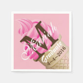 Roze Ice Cream Cone Monogram Servetten (Voorkant)
