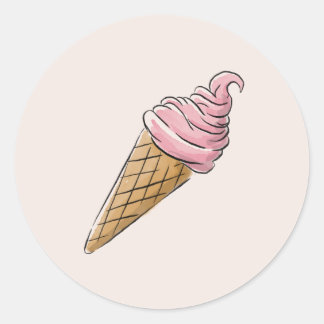 Roze Ice Cream Cone Stickers