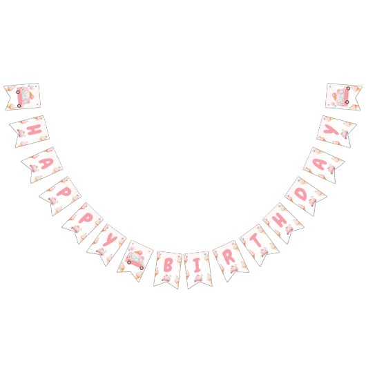 Roze Ice Cream Truck Verjaardag Vlaggetjes (Alle)