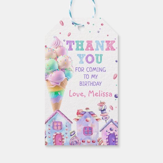 Roze Ice Cream Verjaardag Dank u Cadeau Labels Cadeaulabel (Achterkant)