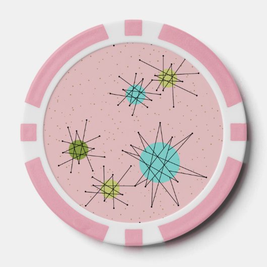 Roze Iconische Atomic Starbursts Poker Chip (Voorkant)