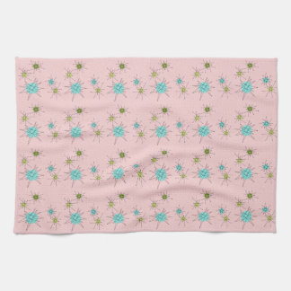 Roze Iconische atoompuistjes keukenhanddoek