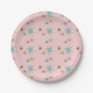 Roze Iconische atoomschotels Borden van papier Papieren Bordje