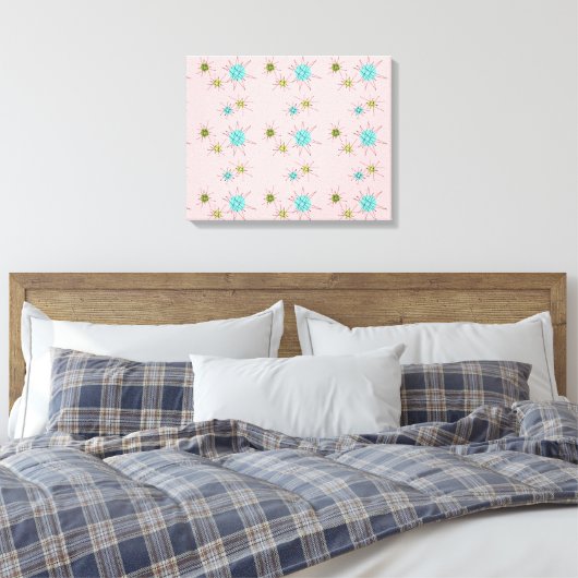 Roze Iconische atoomstakken Stretted Canvas (Insitu (Slaapkamer))