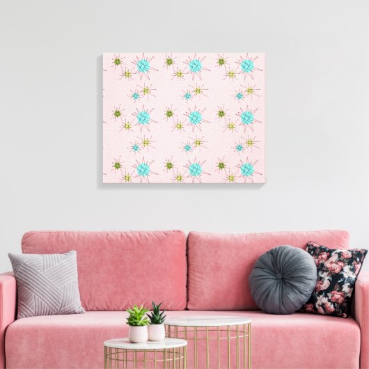 Roze Iconische atoomstakken Stretted Canvas (Insitu (Woonkamer))