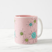 Roze Iconische atoomStarbursts Two-Tone Mok (Voorkant rechts)