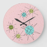 Roze iconische atoomstoten acrylwandklok