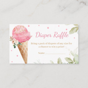 Roze Ijs Baby Shower Luier Raffle Informatiekaartje