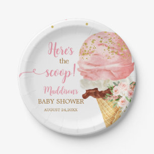 Roze Ijs Baby Shower Papieren Bordje