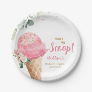 Roze Ijs Baby Shower Papieren Bordje