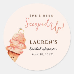 Roze ijs geschept bruiloftsfeest ronde sticker