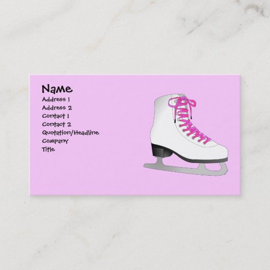 Roze ijs Schaats Visitekaartje (Voorkant)