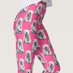 Roze IJsbeer Patroon Ontwerp Leggings