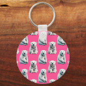 Roze ijsbeerpatroonontwerp sleutelhanger (Achterkant)