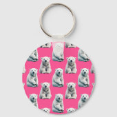 Roze ijsbeerpatroonontwerp sleutelhanger (Achterkant)