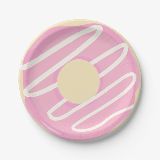 Roze ijsbreker Donut Doughnut Papieren Bordje (Voorkant)