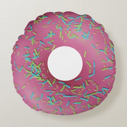 Roze ijsdonut rond kussen (Voorkant)