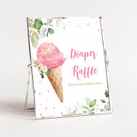 Roze Ijsje Baby Shower Luier Raffle Bord