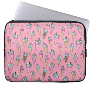 Roze ijsje kegel patroon laptop sleeve