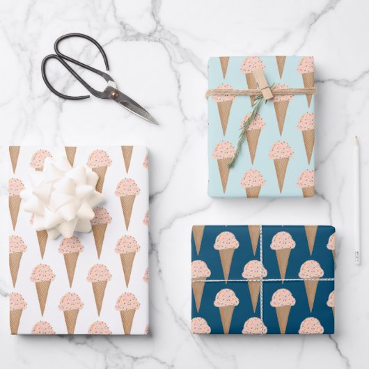 Roze ijskap met sprintjes moderne kleurrijke stut inpakpapier vel (Voorkant)