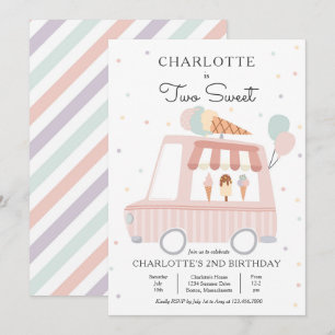 Roze ijsklok twee zoete tweede verjaardag kaart