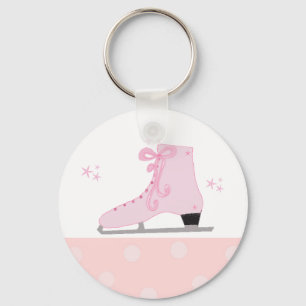 Roze IJsschaatsontwerp Sleutelhanger