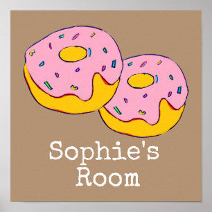 Roze ijsschots, schattig eten, meisjeskamer poster