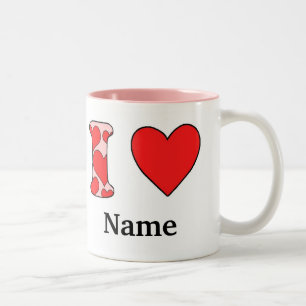 Roze ik hou van aangepaste tweekleurige koffiemok