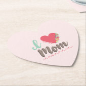 Roze ik hou van het hart van mama kartonnen onderzetters (Gekanteld)