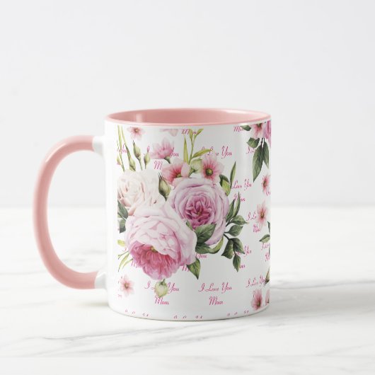 Roze ik hou van je mama Mok (Links)