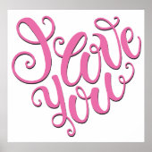Roze ik hou van je poster (Voorkant)